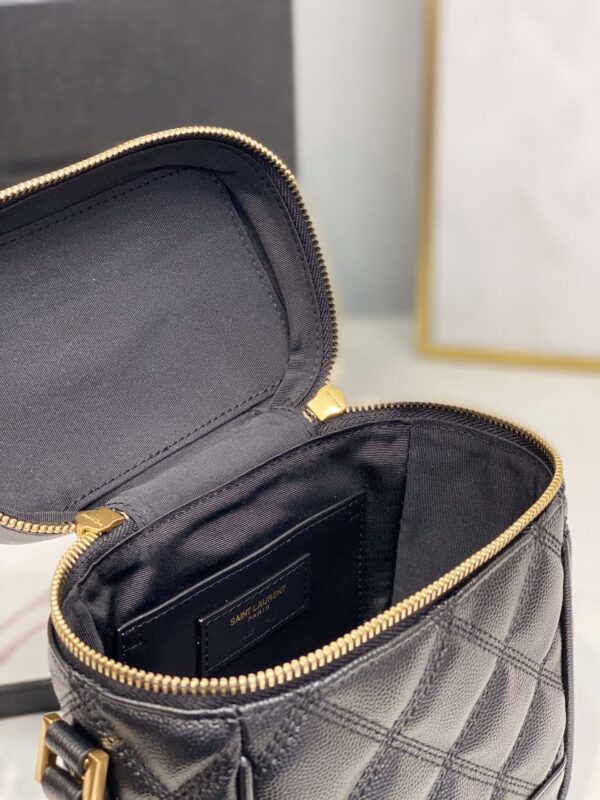 [REP 1:1] Saint Laurent 80's Vanity Bag In Carré-Quilted Grain De Poudre Black For Women 6.4in/16.5cm YSL 649779DME271000