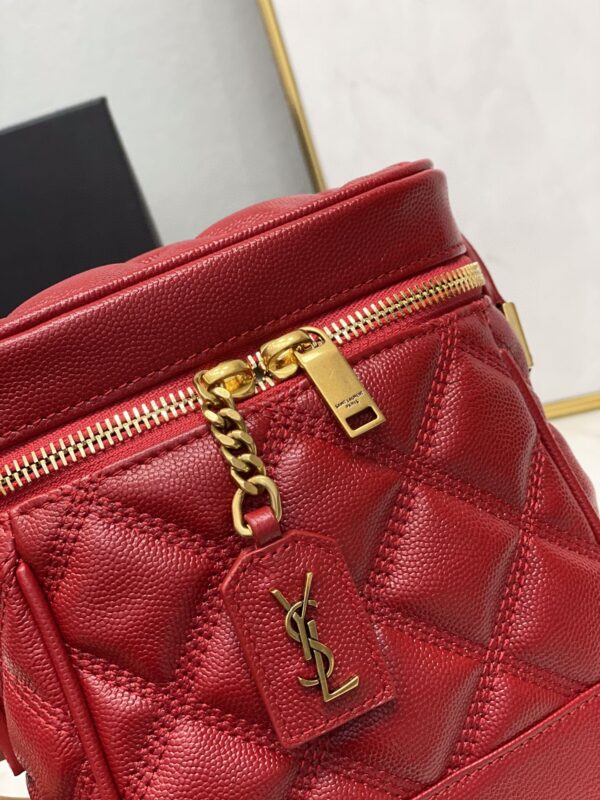 [REP 1:1] Saint Laurent 80's Vanity Bag In Carré-Quilted Grain De Poudre Red For Women 6.4in/16.5cm YSL 649779DME276805
