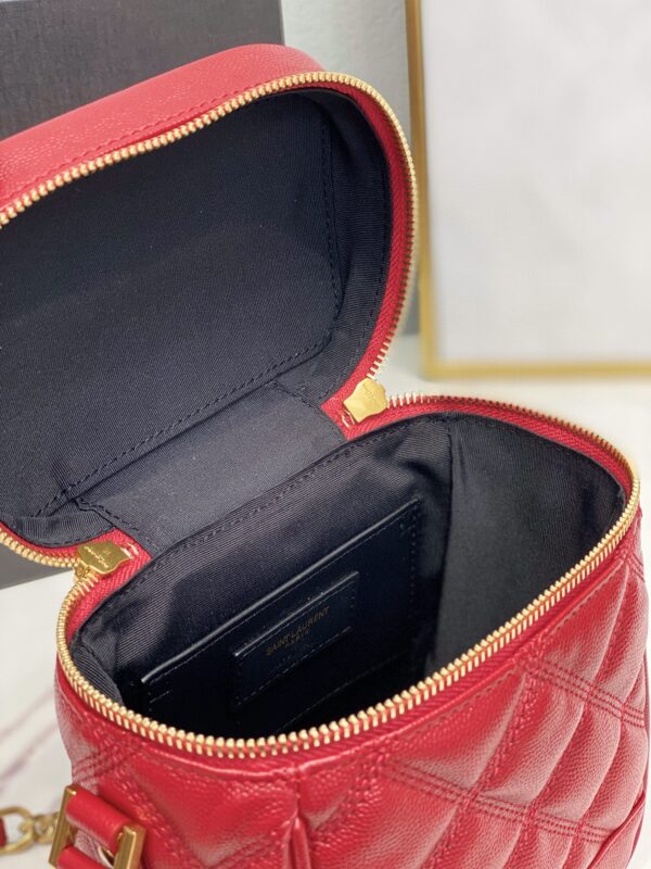 [REP 1:1] Saint Laurent 80's Vanity Bag In Carré-Quilted Grain De Poudre Red For Women 6.4in/16.5cm YSL 649779DME276805
