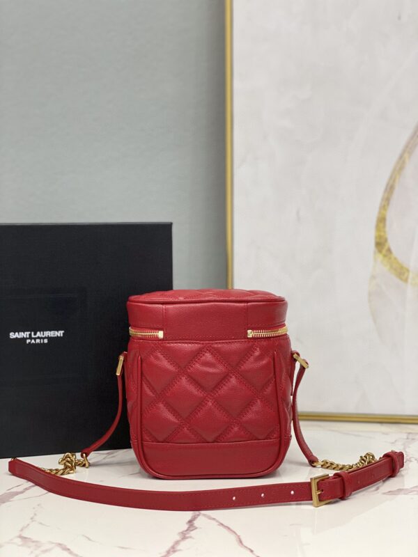 [REP 1:1] Saint Laurent 80's Vanity Bag In Carré-Quilted Grain De Poudre Red For Women 6.4in/16.5cm YSL 649779DME276805