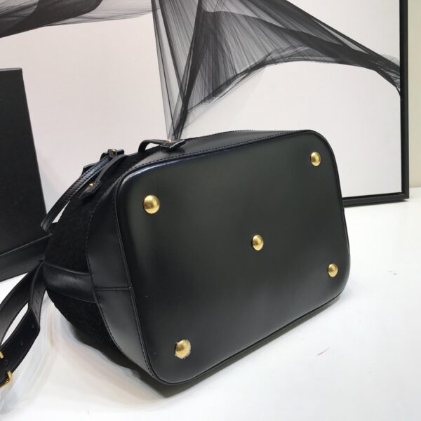 [REP 1:1] Saint Laurent All-Over Monogram Bucket Bag Black For Women 10.5in/27cm YSL