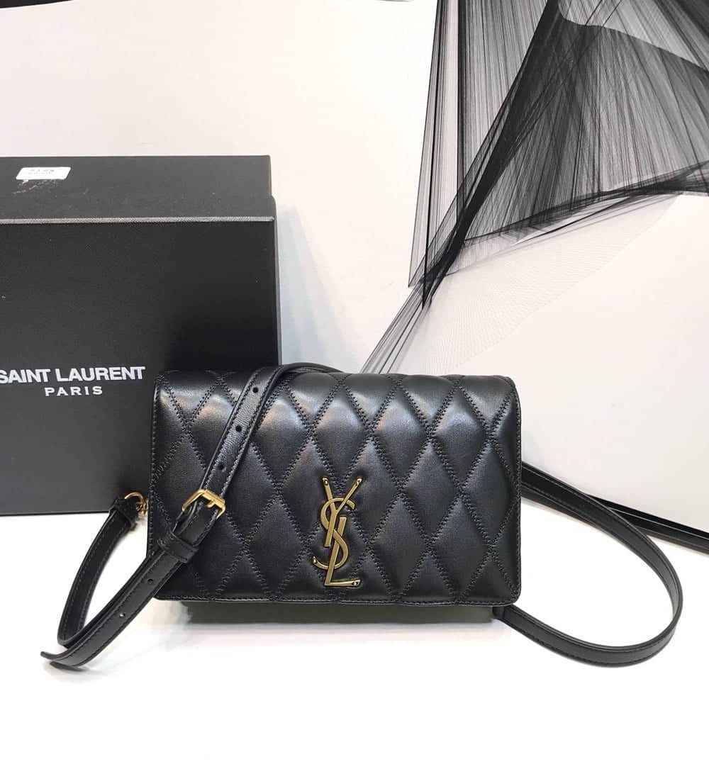[REP 1:1] Saint Laurent Angie Patent Handbag Black For Women 8.6in/22cm YSL