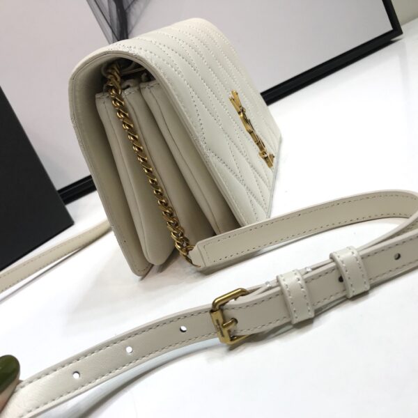 [REP 1:1] Saint Laurent Angie Patent Handbag White For Women 8.6in/22cm YSL