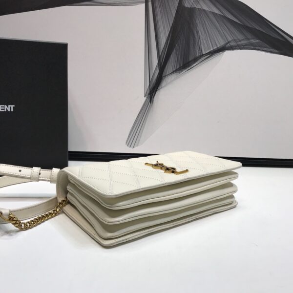 [REP 1:1] Saint Laurent Angie Patent Handbag White For Women 8.6in/22cm YSL