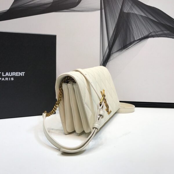 [REP 1:1] Saint Laurent Angie Patent Handbag White For Women 8.6in/22cm YSL