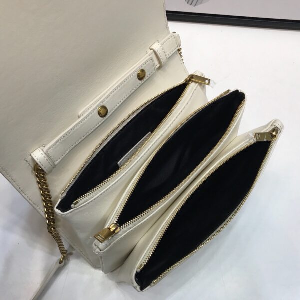 [REP 1:1] Saint Laurent Angie Patent Handbag White For Women 8.6in/22cm YSL