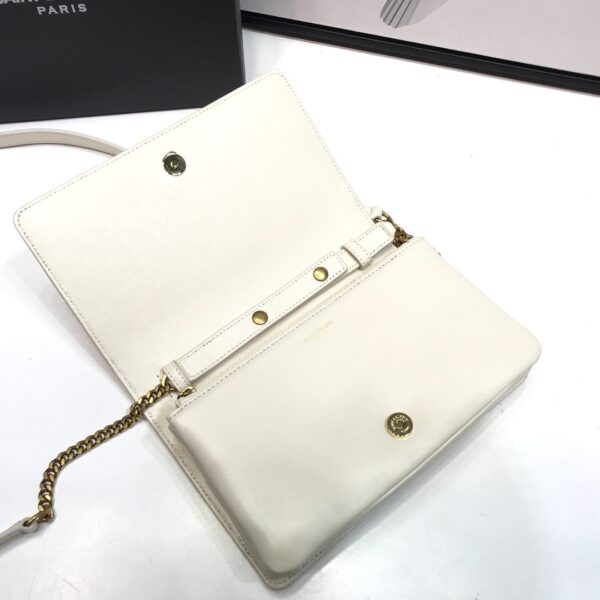[REP 1:1] Saint Laurent Angie Patent Handbag White For Women 8.6in/22cm YSL