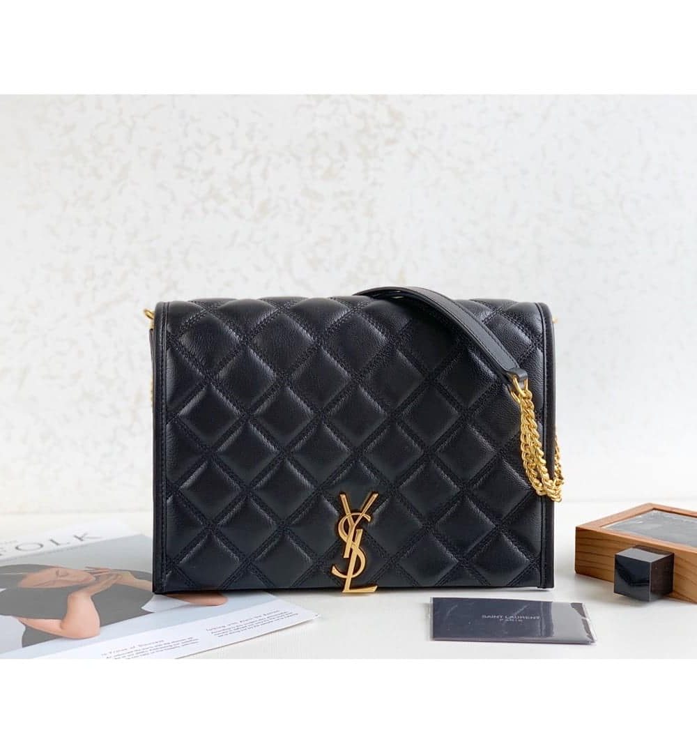 [REP 1:1] Saint Laurent Becky Small Shoulder Bag Black For Women 10.5in/27cm YSL P00420101