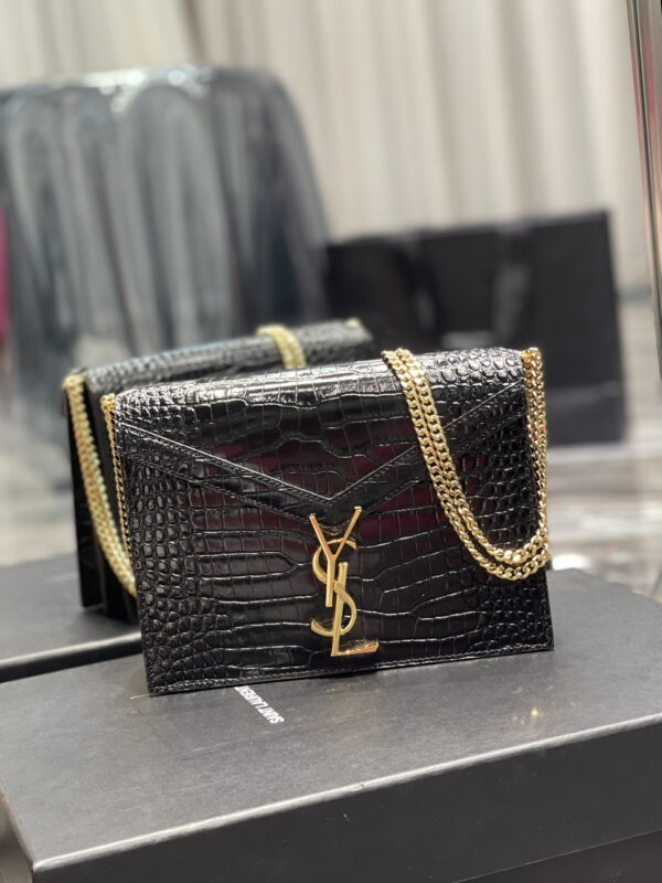 [REP 1:1] Saint Laurent Cassandra Medium Chain Bag Black For Women 8.6in/22cm YSL