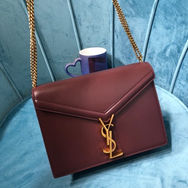 [REP 1:1] Saint Laurent Cassandra Medium Chain Bag Burgundy For Women 8.7in/22cm YSL 532750BOW0W6008
