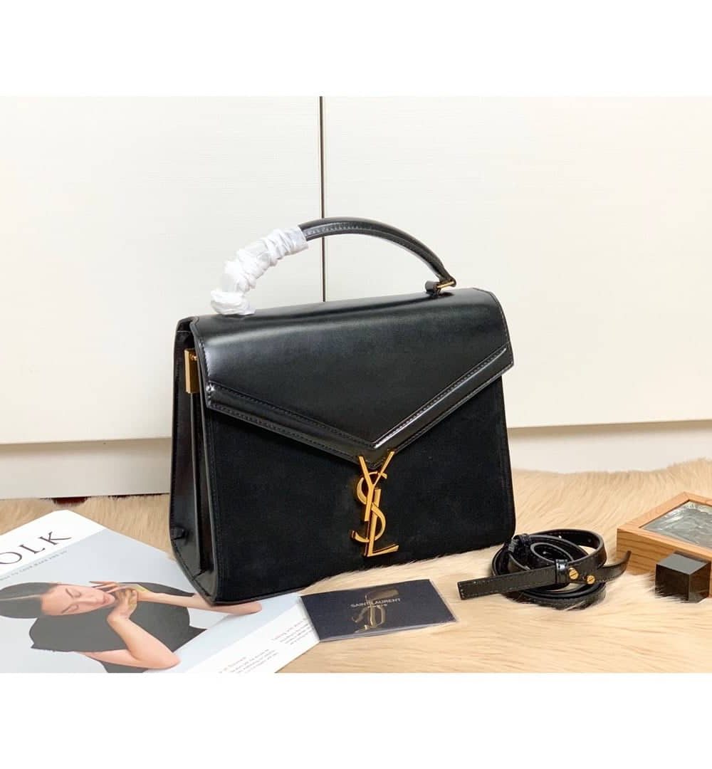 [REP 1:1] Saint Laurent Cassandra Medium Top Handle Bag In Grain Black For Women 9.6in/24.5cm YSL 623931BOW0W1000