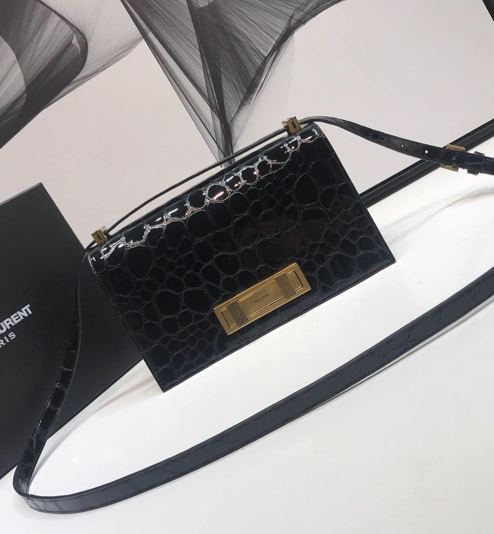 [REP 1:1] Saint Laurent Cassandra Small Crossbody Bag With Stone Print Black For Women 7.4in/19cm YSL