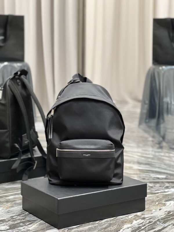 [REP 1:1] Saint Laurent City Backpack In Canvas Unisex For Women 13.8in/35cm Black YSL