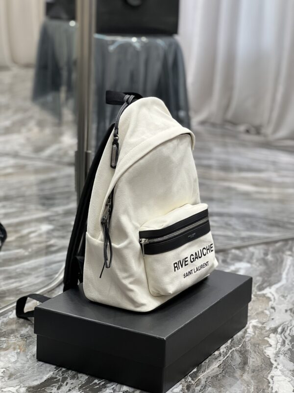 [REP 1:1] Saint Laurent City Backpack In Canvas Unisex For Women 13.8in/35cm White YSL