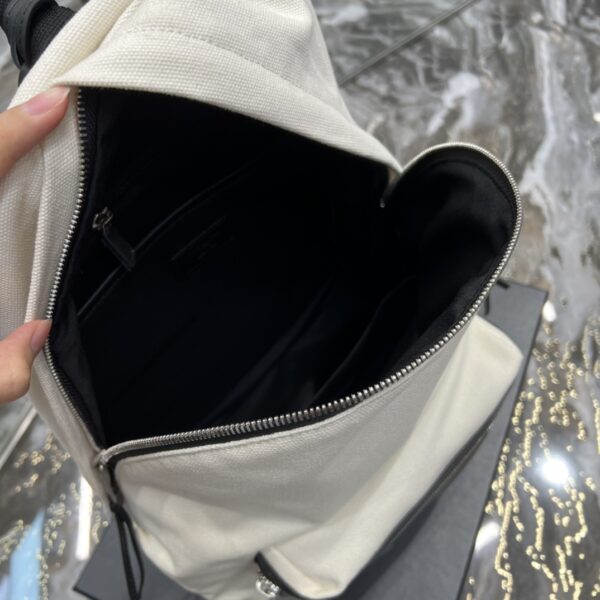 [REP 1:1] Saint Laurent City Backpack In Canvas Unisex For Women 13.8in/35cm White YSL