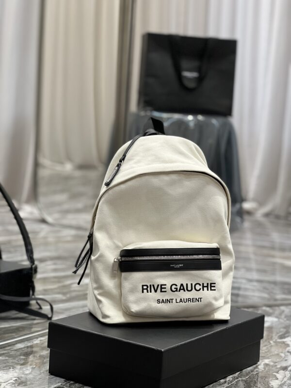 [REP 1:1] Saint Laurent City Backpack In Canvas Unisex For Women 13.8in/35cm White YSL