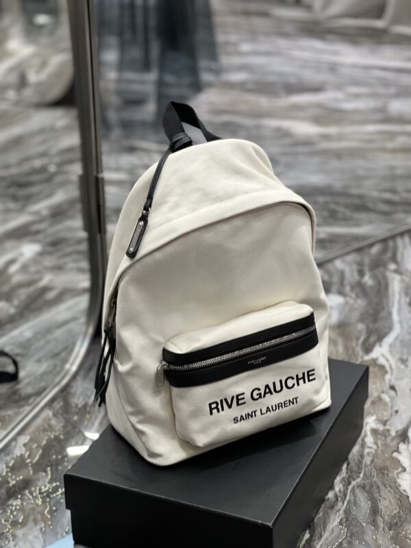 [REP 1:1] Saint Laurent City Backpack In Canvas Unisex For Women 13.8in/35cm White YSL