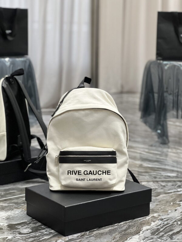 [REP 1:1] Saint Laurent City Backpack In Canvas Unisex For Women 13.8in/35cm White YSL