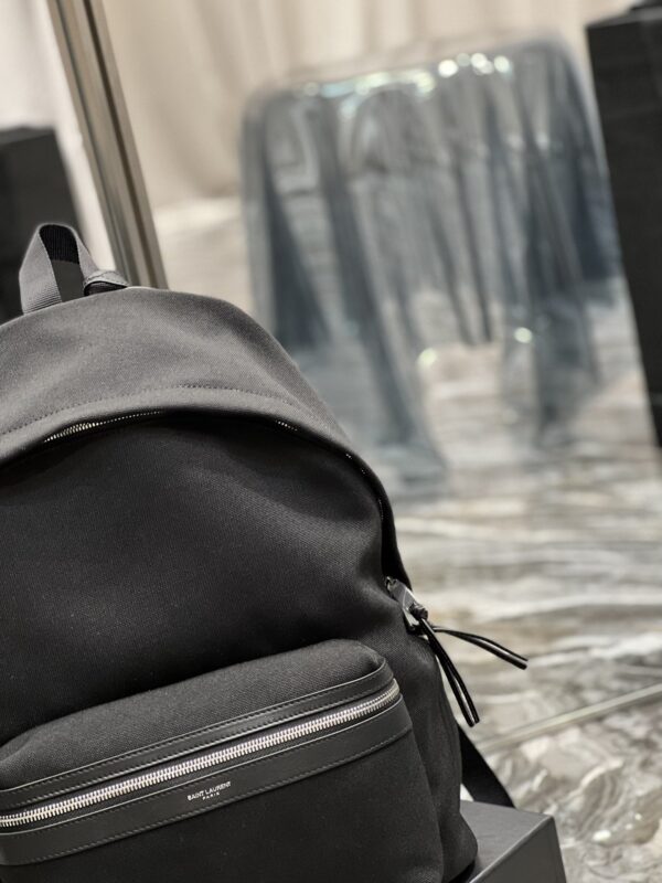 [REP 1:1] Saint Laurent City Backpack In Canvas Unisex For Women 15in/38cm Black YSL