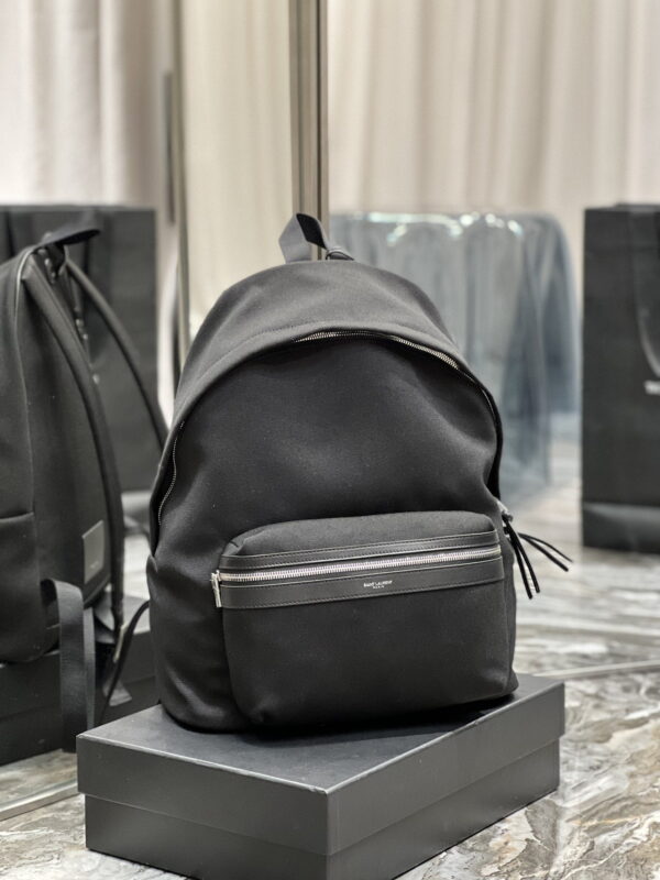 [REP 1:1] Saint Laurent City Backpack In Canvas Unisex For Women 15in/38cm Black YSL