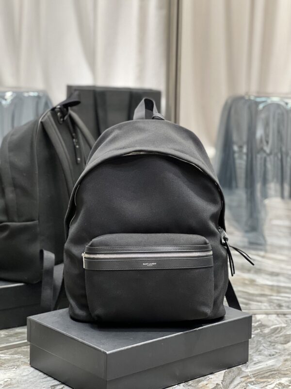 [REP 1:1] Saint Laurent City Backpack In Canvas Unisex For Women 15in/38cm Black YSL