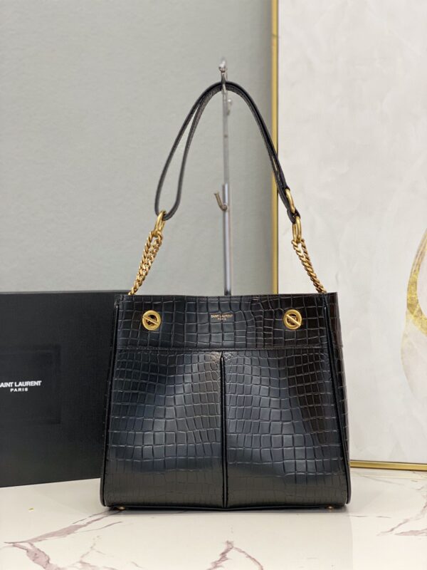 [REP 1:1] Saint Laurent Claude-Effect Tote Bag Black For Women 11in/28cm YSL 64028116J0W