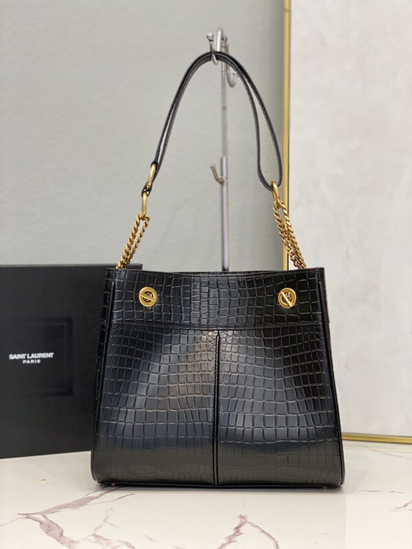 [REP 1:1] Saint Laurent Claude-Effect Tote Bag Black For Women 11in/28cm YSL 64028116J0W