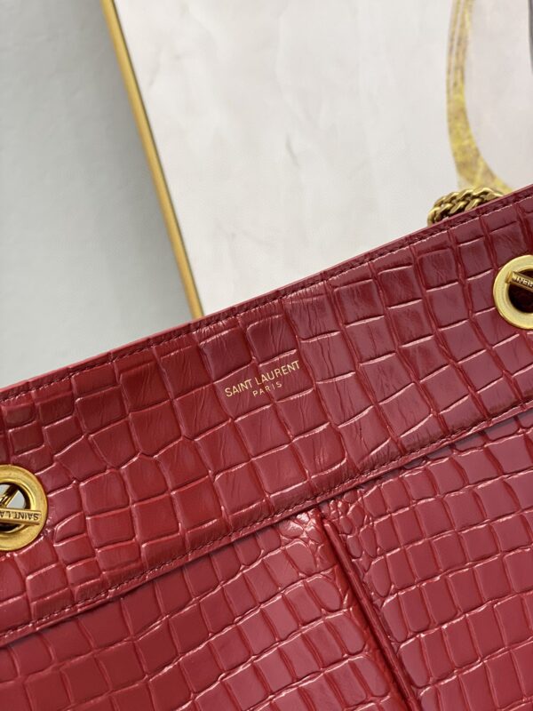 [REP 1:1] Saint Laurent Claude-Effect Tote Bag Red For Women 11in/28cm YSL 64028116J0W