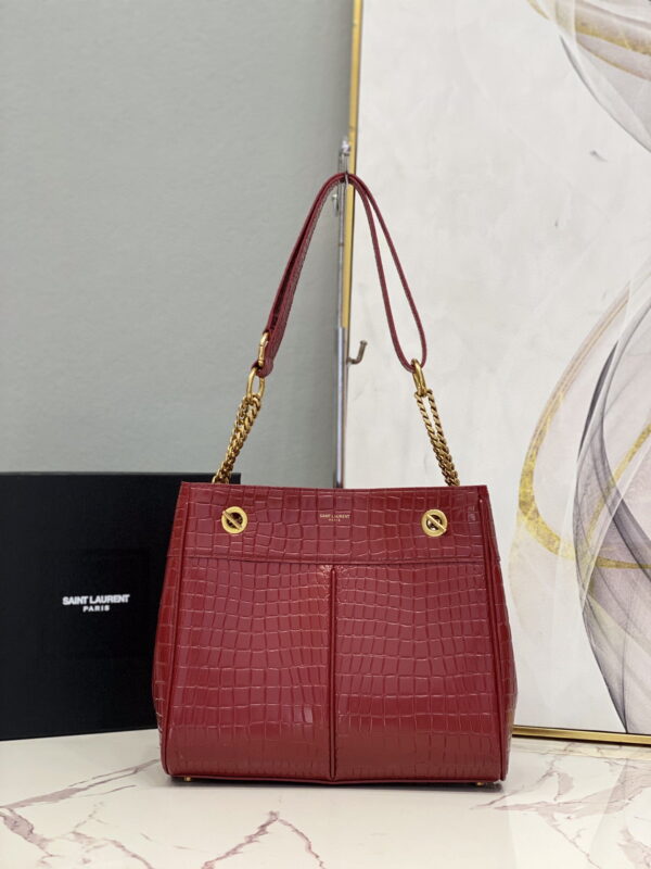 [REP 1:1] Saint Laurent Claude-Effect Tote Bag Red For Women 11in/28cm YSL 64028116J0W