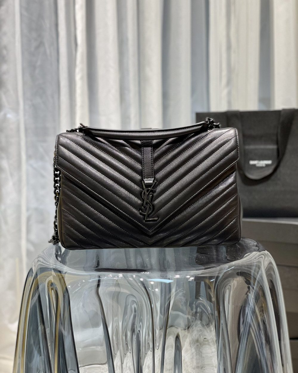 [REP 1:1] Saint Laurent College Large Chain Bag Black With Metal Toned Hardware For Women 12.6in/32cm YSL 600278BRM081000