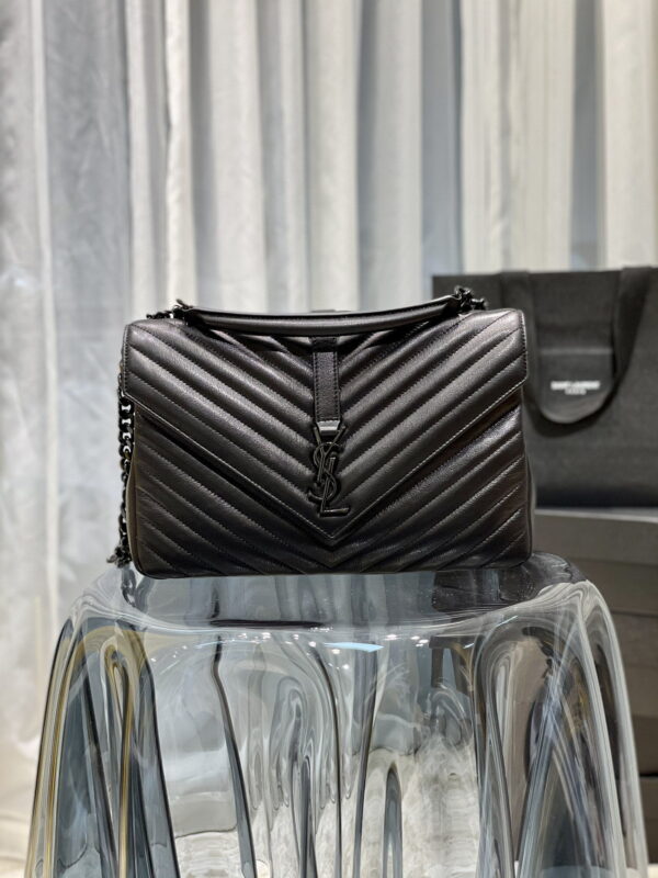 [REP 1:1] Saint Laurent College Large Chain Bag Black With Metal Toned Hardware For Women 12.6in/32cm YSL 600278BRM081000