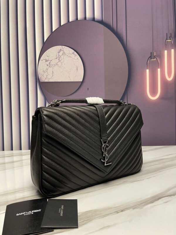 [REP 1:1] Saint Laurent College Large Chain Bag Black With Silver Toned Hardware For Women 12.6in/32cm YSL 600278BRM041000