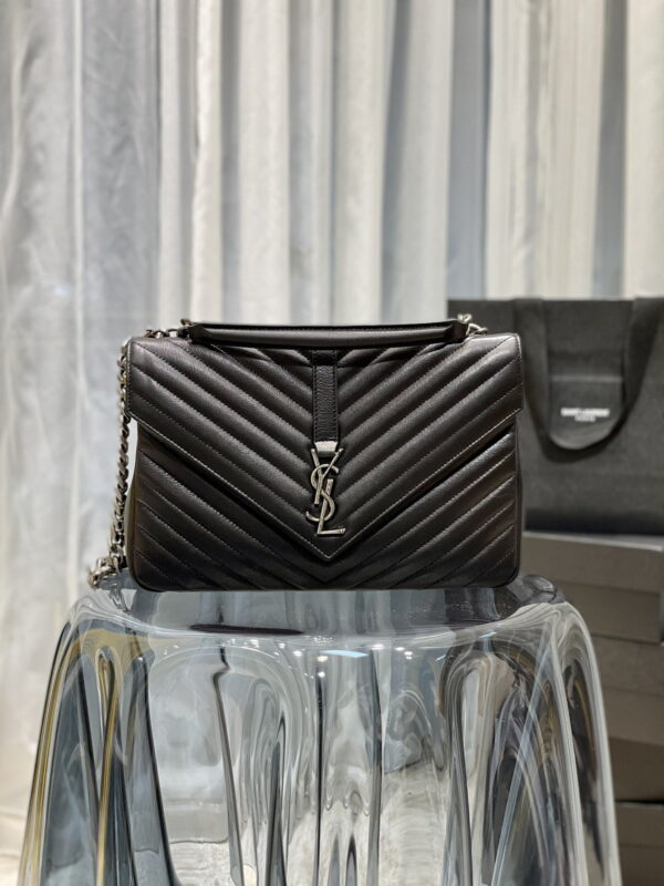 [REP 1:1] Saint Laurent College Large Chain Bag Black With Silver TonedHardware For Women 12.6in/32cm YSL 600278BRM041000