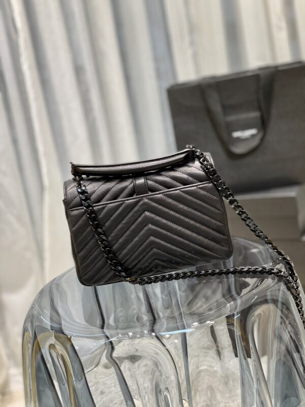 [REP 1:1] Saint Laurent College Medium Chain Bag Black Metal Toned Hardware For Women 9.4in/24cm YSL 600279BRM081000