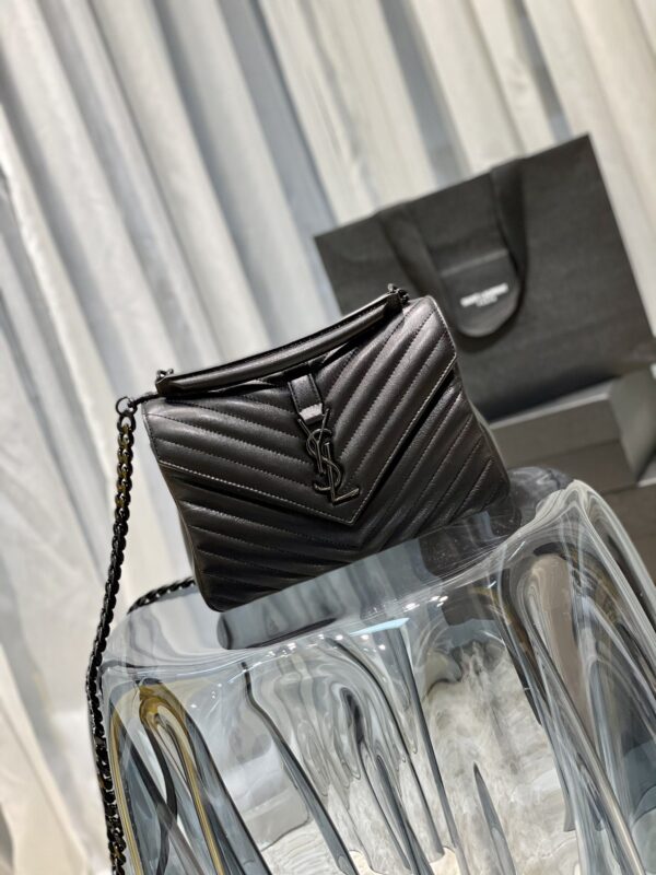 [REP 1:1] Saint Laurent College Medium Chain Bag Black Metal Toned Hardware For Women 9.4in/24cm YSL 600279BRM081000