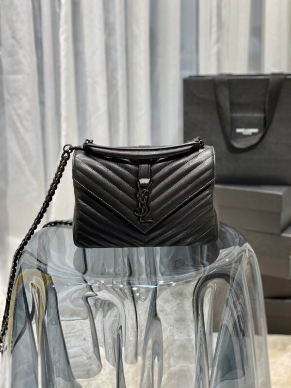 [REP 1:1] Saint Laurent College Medium Chain Bag Black Metal Toned Hardware For Women 9.4in/24cm YSL 600279BRM081000