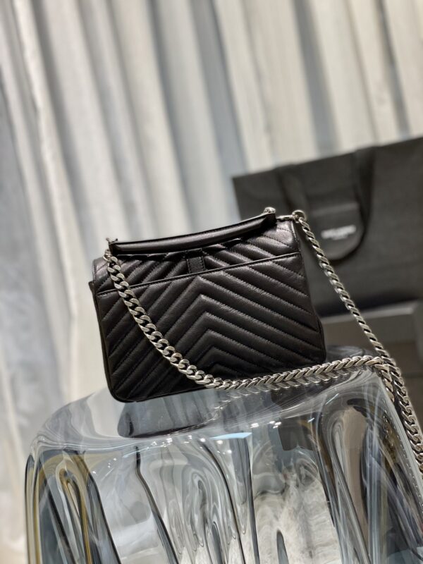 [REP 1:1] Saint Laurent College Medium Chain Bag Black Silver Toned Hardware For Women 9.4in/24cm YSL 600279BRM041000