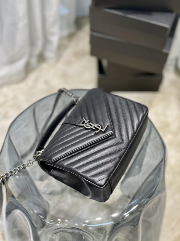 [REP 1:1] Saint Laurent College Medium Chain Bag Black Silver Toned Hardware For Women 9.4in/24cm YSL 600279BRM041000