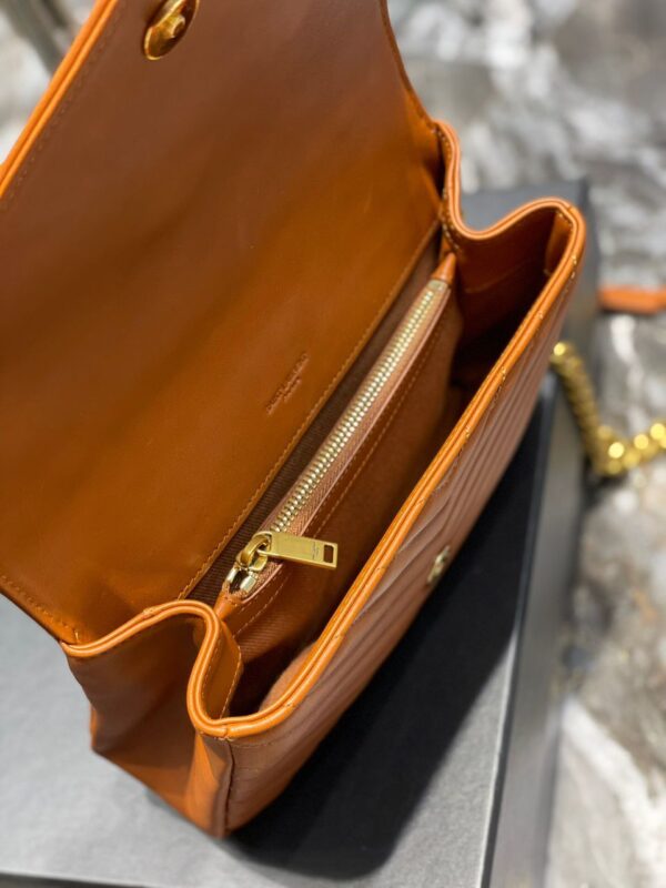 [REP 1:1] Saint Laurent College Medium Chain Bag Brown Gold Toned Hardware For Women 9.4in/24cm YSL 600279BRM076309