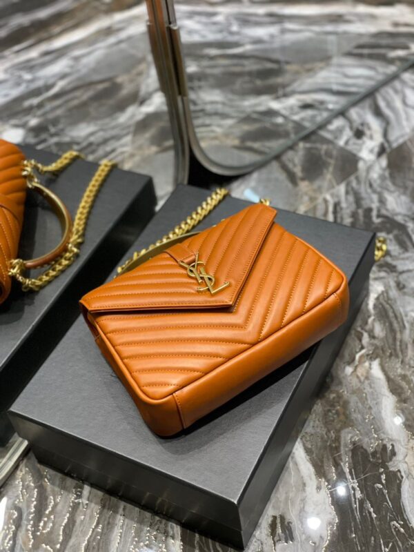 [REP 1:1] Saint Laurent College Medium Chain Bag Brown Gold Toned Hardware For Women 9.4in/24cm YSL 600279BRM076309