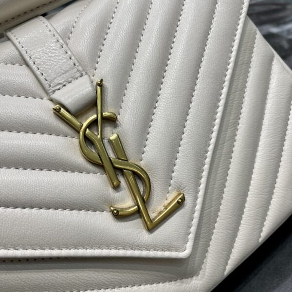 [REP 1:1] Saint Laurent College Medium Chain Bag White Gold Toned Hardware For Women 9.4in/24cm YSL 600279BRM079207