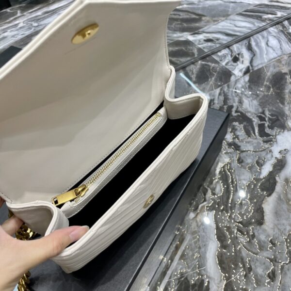 [REP 1:1] Saint Laurent College Medium Chain Bag White Gold Toned Hardware For Women 9.4in/24cm YSL 600279BRM079207