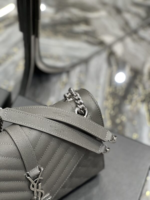 [REP 1:1] Saint Laurent Envelope Medium Chain Bag Dark Grey For Women, Women's Bags 9.4in/24cm YSL