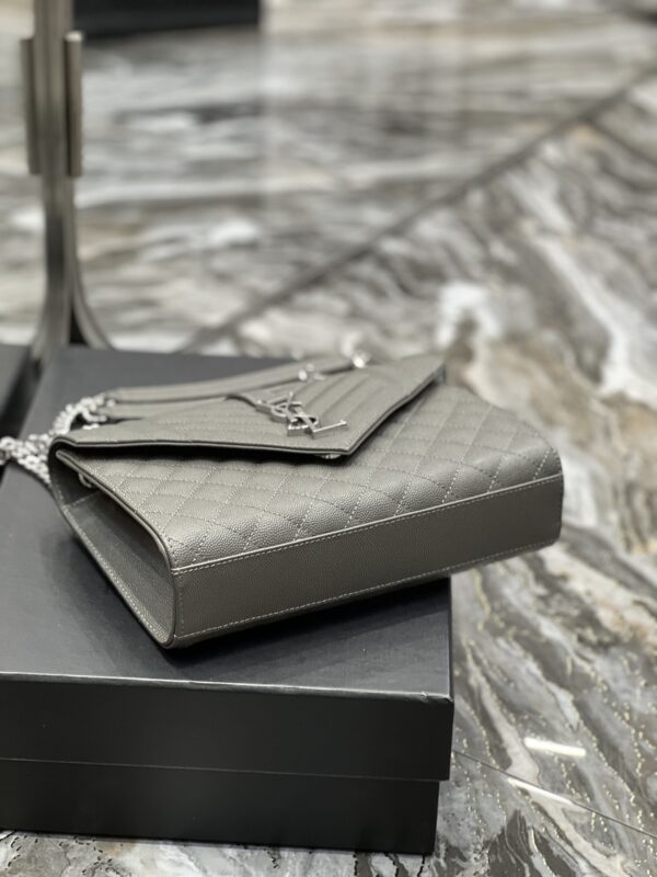 [REP 1:1] Saint Laurent Envelope Medium Chain Bag Dark Grey For Women, Women's Bags 9.4in/24cm YSL