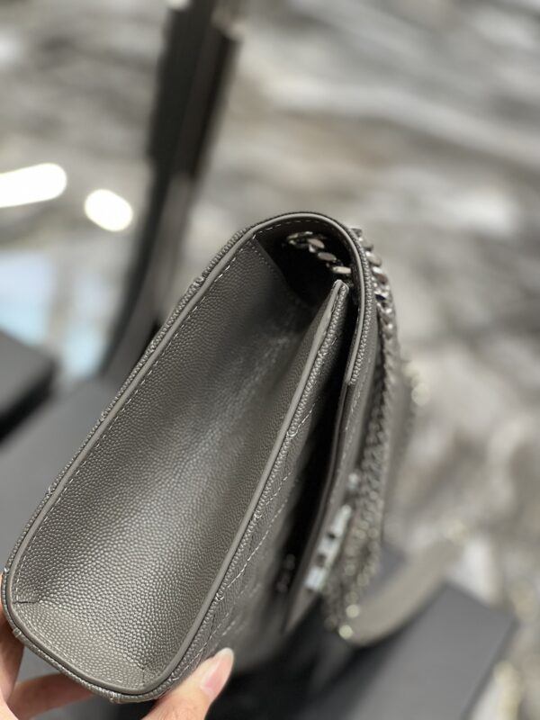 [REP 1:1] Saint Laurent Envelope Medium Chain Bag Dark Grey For Women, Women's Bags 9.4in/24cm YSL