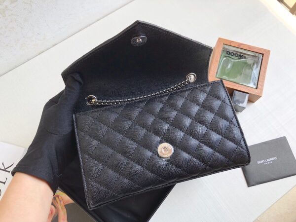 [REP 1:1] Saint Laurent Envelope Small Bag In Mix Matelassé Grain De Poudre Black For Women 8.2in/21cm YSL 600195BOW921000