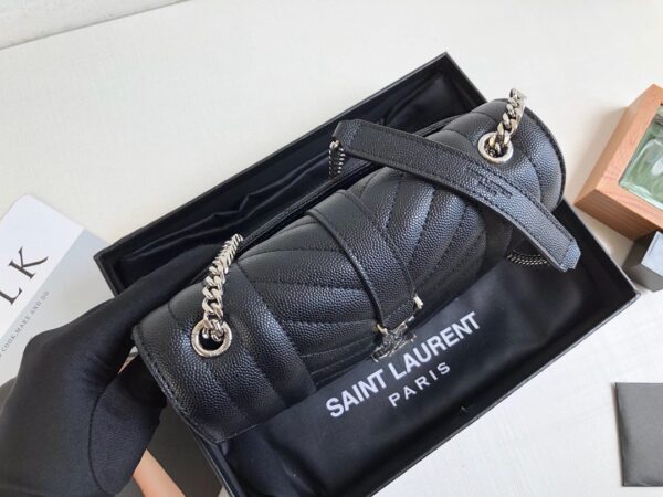 [REP 1:1] Saint Laurent Envelope Small Bag In Mix Matelassé Grain De Poudre Black For Women 8.2in/21cm YSL 600195BOW921000