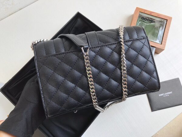 [REP 1:1] Saint Laurent Envelope Small Bag In Mix Matelassé Grain De Poudre Black For Women 8.2in/21cm YSL 600195BOW921000
