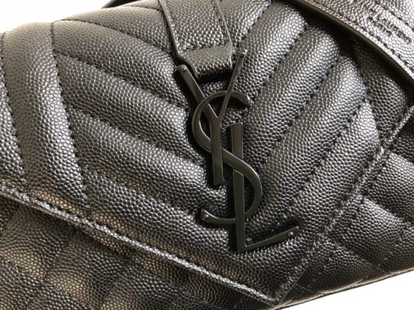 [REP 1:1] Saint Laurent Envelope Small Bag In Mix Matelassé Grain De Poudre Black For Women 8.2in/21cm YSL 600195BOW981000