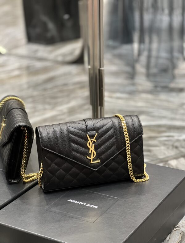 [REP 1:1] Saint Laurent Envelope Small Chain Bag Black For Women, Women's Bags 8.6in/22cm YSL